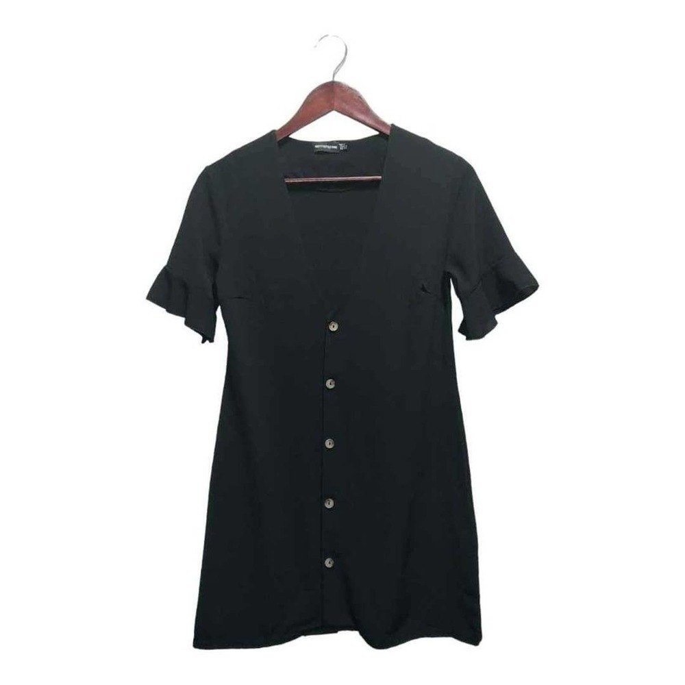 Short sleeve button up black dress by Pretty‎ Little Thing Size 0